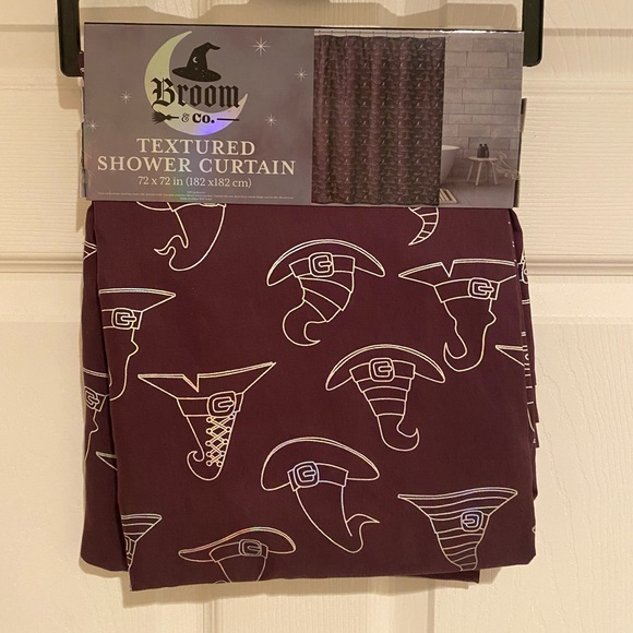 Halloween Shower Curtain, Purple Shower Curtain With Silver Witch Hats 72” x 72” - Picture 3 of 11